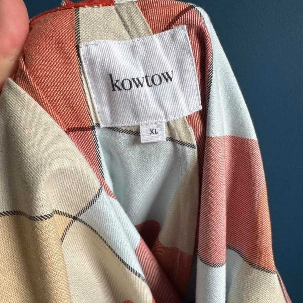 Kowtow Theatre Midi Dress Women's Size XL Plaid Reversible 100% Organic Cotton - Picture 4 of 8